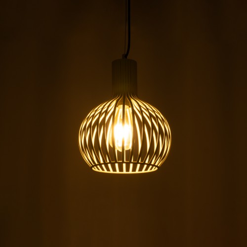 GloboStar® SCADI 01387 Vintage Industrial Κρεμαστό Φωτιστικό Οροφής Μονόφωτο Μπεζ Μεταλλικό Πλέγμα Φ23 x Υ30cm Διακόσμηση - Φωτισμός - Χαλιά