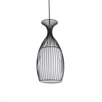 GLOBOSTAR® REA 01196 Μοντέρνο Κρεμαστό Φωτιστικό Οροφής με Ντουί 1 x E27 AC 220-240V IP20 - Μαύρο & Λευκό - Μ18 x Π18 x Υ43cm