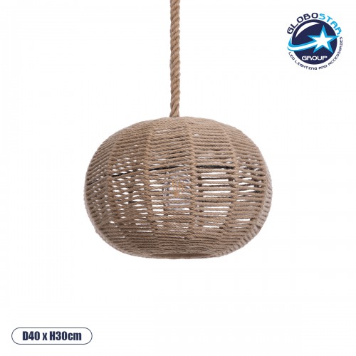 GloboStar® MANDALA 01331 Vintage Κρεμαστό Φωτιστικό Οροφής Μονόφωτο 1 x E27 Πλέγμα με Μπεζ Σχοινί Φ42 x Υ34cm Διακόσμηση - Φωτισμός - Χαλιά GloboStar® MANDALA 01331 Vintage Κρεμαστό Φωτιστικό Οροφής Μονόφωτο 1 x E27 Πλέγμα με Μπεζ Σχοινί Φ42 x Υ34cm Διακόσμηση - Φωτισμός - Χαλιά