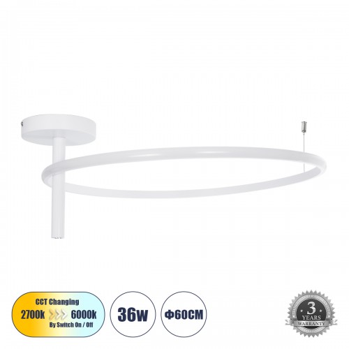 GLOBOSTAR® VERONA 61224 Μοντέρνο Φωτιστικό Οροφής LED 36W 4032lm 360° AC 220-240V IP20 Ρυθμιζόμενο Λευκό CCT με On/Off 2700K/4500K/6000K - Lumileds SMD Chip - Λευκό Ματ - Μ60 x Π60 x Υ23cm - 3 Χρόνια Εγγύηση GLOBOSTAR® VERONA 61224 Μοντέρνο Φωτιστικό Οροφής LED 36W 4032lm 360° AC 220-240V IP20 Ρυθμιζόμενο Λευκό CCT με On/Off 2700K/4500K/6000K - Lumileds SMD Chip - Λευκό Ματ - Μ60 x Π60 x Υ23cm - 3 Χρόνια Εγγύηση