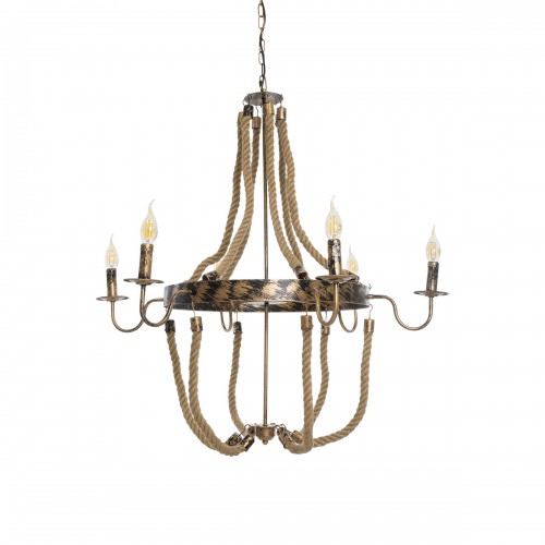 GloboStar® VICTORIAN 01404 Vintage Κρεμαστό Φωτιστικό Οροφής Πολύφωτο 6 x E14 Μπρούτζινο Σκουριά Μεταλλικό Πολυέλαιος με Μπεζ Σχοινί Φ76 x Y65cm Διακόσμηση - Φωτισμός - Χαλιά GloboStar® VICTORIAN 01404 Vintage Κρεμαστό Φωτιστικό Οροφής Πολύφωτο 6 x E14 Μπρούτζινο Σκουριά Μεταλλικό Πολυέλαιος με Μπεζ Σχοινί Φ76 x Y65cm Διακόσμηση - Φωτισμός - Χαλιά