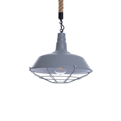 GLOBOSTAR® CRANE 01411 Vintage Κρεμαστό Φωτιστικό Οροφής με Ντουί 1 x E27 AC 220-240V IP20 - Γκρι & Μπεζ - Μ36 x Π36 x Y31cm