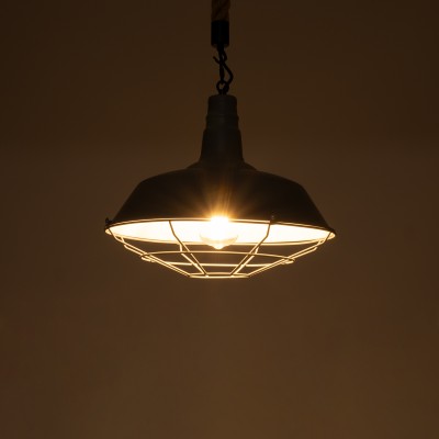 GloboStar® LUCI 01411 Vintage Industrial Κρεμαστό Φωτιστικό Οροφής Μονόφωτο 1 x E27 Γκρι Λευκό Μεταλλικό Καμπάνα Πλέγμα με Μπεζ Σχοινί Φ36 x Υ31cm Διακόσμηση - Φωτισμός - Χαλιά GloboStar® LUCI 01411 Vintage Industrial Κρεμαστό Φωτιστικό Οροφής Μονόφωτο 1 x E27 Γκρι Λευκό Μεταλλικό Καμπάνα Πλέγμα με Μπεζ Σχοινί Φ36 x Υ31cm Διακόσμηση - Φωτισμός - Χαλιά