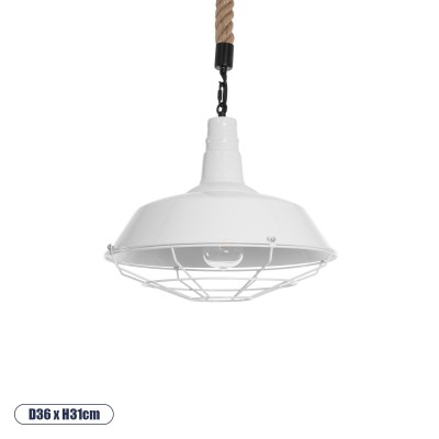 GLOBOSTAR® PUPPET 01412 Vintage Κρεμαστό Φωτιστικό Οροφής με Ντουί 1 x E27 AC 220-240V IP20 - Λευκό & Μπεζ - Μ36 x Π36 x Y31cm