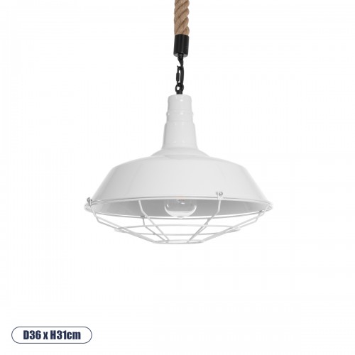 GloboStar® PUPPET 01412 Vintage Industrial Κρεμαστό Φωτιστικό Οροφής Μονόφωτο 1 x E27 Λευκό Γυαλιστερό Μεταλλικό Καμπάνα Πλέγμα με Μπεζ Σχοινί Φ36 x Υ31cm Διακόσμηση - Φωτισμός - Χαλιά GloboStar® PUPPET 01412 Vintage Industrial Κρεμαστό Φωτιστικό Οροφής Μονόφωτο 1 x E27 Λευκό Γυαλιστερό Μεταλλικό Καμπάνα Πλέγμα με Μπεζ Σχοινί Φ36 x Υ31cm Διακόσμηση - Φωτισμός - Χαλιά