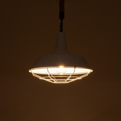 GloboStar® PUPPET 01412 Vintage Industrial Κρεμαστό Φωτιστικό Οροφής Μονόφωτο 1 x E27 Λευκό Γυαλιστερό Μεταλλικό Καμπάνα Πλέγμα με Μπεζ Σχοινί Φ36 x Υ31cm Διακόσμηση - Φωτισμός - Χαλιά GloboStar® PUPPET 01412 Vintage Industrial Κρεμαστό Φωτιστικό Οροφής Μονόφωτο 1 x E27 Λευκό Γυαλιστερό Μεταλλικό Καμπάνα Πλέγμα με Μπεζ Σχοινί Φ36 x Υ31cm Διακόσμηση - Φωτισμός - Χαλιά