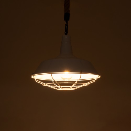 GloboStar® PUPPET 01412 Vintage Industrial Κρεμαστό Φωτιστικό Οροφής Μονόφωτο 1 x E27 Λευκό Γυαλιστερό Μεταλλικό Καμπάνα Πλέγμα με Μπεζ Σχοινί Φ36 x Υ31cm Διακόσμηση - Φωτισμός - Χαλιά GloboStar® PUPPET 01412 Vintage Industrial Κρεμαστό Φωτιστικό Οροφής Μονόφωτο 1 x E27 Λευκό Γυαλιστερό Μεταλλικό Καμπάνα Πλέγμα με Μπεζ Σχοινί Φ36 x Υ31cm Διακόσμηση - Φωτισμός - Χαλιά