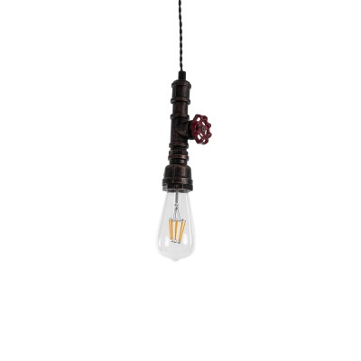 GLOBOSTAR® SPIGOT 01414 Vintage Κρεμαστό Φωτιστικό Οροφής με Ντουί 1 x E27 AC 220-240V IP20 - Καφέ & Κόκκινο - Μ5 x Π5 x Y20cm