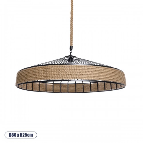 GloboStar® SAHARA 01416 Vintage Κρεμαστό Φωτιστικό Οροφής Μονόφωτο 1 x E27 Μαύρο Μεταλλικό με Μπεζ Σχοινί Φ80 x Υ25cm Διακόσμηση - Φωτισμός - Χαλιά GloboStar® SAHARA 01416 Vintage Κρεμαστό Φωτιστικό Οροφής Μονόφωτο 1 x E27 Μαύρο Μεταλλικό με Μπεζ Σχοινί Φ80 x Υ25cm Διακόσμηση - Φωτισμός - Χαλιά