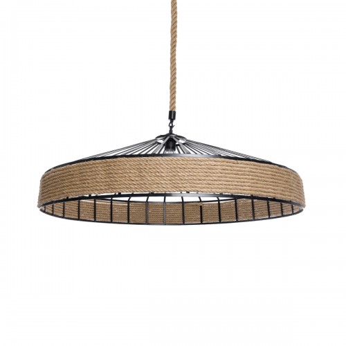 GloboStar® SAHARA 01416 Vintage Κρεμαστό Φωτιστικό Οροφής Μονόφωτο 1 x E27 Μαύρο Μεταλλικό με Μπεζ Σχοινί Φ80 x Υ25cm Διακόσμηση - Φωτισμός - Χαλιά GloboStar® SAHARA 01416 Vintage Κρεμαστό Φωτιστικό Οροφής Μονόφωτο 1 x E27 Μαύρο Μεταλλικό με Μπεζ Σχοινί Φ80 x Υ25cm Διακόσμηση - Φωτισμός - Χαλιά