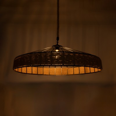 GloboStar® SAHARA 01416 Vintage Κρεμαστό Φωτιστικό Οροφής Μονόφωτο 1 x E27 Μαύρο Μεταλλικό με Μπεζ Σχοινί Φ80 x Υ25cm Διακόσμηση - Φωτισμός - Χαλιά GloboStar® SAHARA 01416 Vintage Κρεμαστό Φωτιστικό Οροφής Μονόφωτο 1 x E27 Μαύρο Μεταλλικό με Μπεζ Σχοινί Φ80 x Υ25cm Διακόσμηση - Φωτισμός - Χαλιά