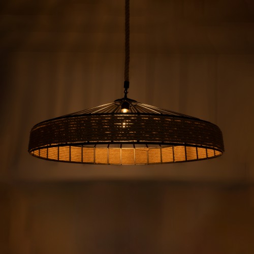 GloboStar® SAHARA 01416 Vintage Κρεμαστό Φωτιστικό Οροφής Μονόφωτο 1 x E27 Μαύρο Μεταλλικό με Μπεζ Σχοινί Φ80 x Υ25cm Διακόσμηση - Φωτισμός - Χαλιά GloboStar® SAHARA 01416 Vintage Κρεμαστό Φωτιστικό Οροφής Μονόφωτο 1 x E27 Μαύρο Μεταλλικό με Μπεζ Σχοινί Φ80 x Υ25cm Διακόσμηση - Φωτισμός - Χαλιά