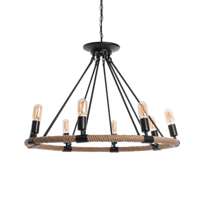 GLOBOSTAR® MILLBANK 01423 Vintage Κρεμαστό Φωτιστικό Οροφής με Ντουί 8 x E27 AC 220-240V IP20 - Μαύρο & Μπεζ - Μ80 x Π80 x Y54cm GLOBOSTAR® MILLBANK 01423 Vintage Κρεμαστό Φωτιστικό Οροφής με Ντουί 8 x E27 AC 220-240V IP20 - Μαύρο & Μπεζ - Μ80 x Π80 x Y54cm