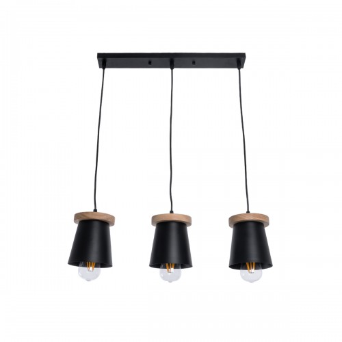 GLOBOSTAR® LANA 01425 Μοντέρνο Κρεμαστό Φωτιστικό Οροφής με Ντουί 3 x E27 AC 220-240V IP20 - Μαύρο & Καφέ - Μ60 x Π13 x Υ18cm GLOBOSTAR® LANA 01425 Μοντέρνο Κρεμαστό Φωτιστικό Οροφής με Ντουί 3 x E27 AC 220-240V IP20 - Μαύρο & Καφέ - Μ60 x Π13 x Υ18cm