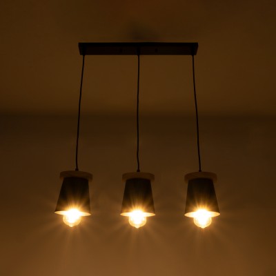 GLOBOSTAR® LANA 01425 Μοντέρνο Κρεμαστό Φωτιστικό Οροφής με Ντουί 3 x E27 AC 220-240V IP20 - Μαύρο & Καφέ - Μ60 x Π13 x Υ18cm GLOBOSTAR® LANA 01425 Μοντέρνο Κρεμαστό Φωτιστικό Οροφής με Ντουί 3 x E27 AC 220-240V IP20 - Μαύρο & Καφέ - Μ60 x Π13 x Υ18cm