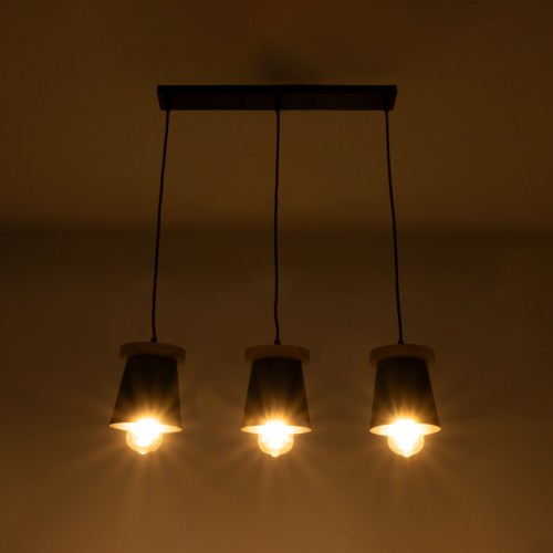 GLOBOSTAR® LANA 01425 Μοντέρνο Κρεμαστό Φωτιστικό Οροφής με Ντουί 3 x E27 AC 220-240V IP20 - Μαύρο & Καφέ - Μ60 x Π13 x Υ18cm GLOBOSTAR® LANA 01425 Μοντέρνο Κρεμαστό Φωτιστικό Οροφής με Ντουί 3 x E27 AC 220-240V IP20 - Μαύρο & Καφέ - Μ60 x Π13 x Υ18cm