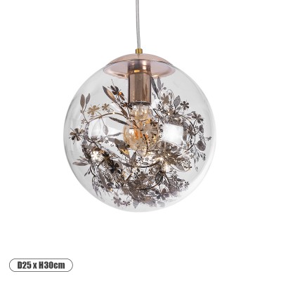 GLOBOSTAR® HARPER 01511 Μοντέρνο Κρεμαστό Φωτιστικό Οροφής με Ντουί 1 x E27 AC 220-240V IP20 - Διάφανο & Χάλκινο - Μ25 x Π25 x Υ30cm GLOBOSTAR® HARPER 01511 Μοντέρνο Κρεμαστό Φωτιστικό Οροφής με Ντουί 1 x E27 AC 220-240V IP20 - Διάφανο & Χάλκινο - Μ25 x Π25 x Υ30cm