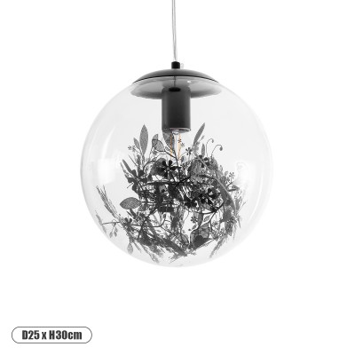 GLOBOSTAR® HARPER 01512 Μοντέρνο Κρεμαστό Φωτιστικό Οροφής με Ντουί 1 x E27 AC 220-240V IP20 - Διάφανο & Μαύρο - Μ25 x Π25 x Υ30cm GLOBOSTAR® HARPER 01512 Μοντέρνο Κρεμαστό Φωτιστικό Οροφής με Ντουί 1 x E27 AC 220-240V IP20 - Διάφανο & Μαύρο - Μ25 x Π25 x Υ30cm