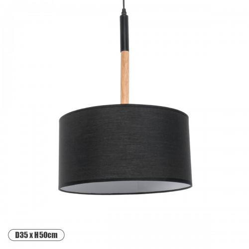 GloboStar® BRONX 01517 Μοντέρνο Κρεμαστό Φωτιστικό Οροφής Μονόφωτο 1 x E27 Μεταλλικό με Μαύρο Καπέλο Φ35 x Y50cm Διακόσμηση - Φωτισμός - Χαλιά