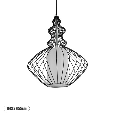 GLOBOSTAR® LILY 01558 Vintage Κρεμαστό Φωτιστικό Οροφής με Ντουί 1 x E27 AC 220-240V IP20 - Μαύρο & Λευκό - Μ43 x Π43 x Υ55cm GLOBOSTAR® LILY 01558 Vintage Κρεμαστό Φωτιστικό Οροφής με Ντουί 1 x E27 AC 220-240V IP20 - Μαύρο & Λευκό - Μ43 x Π43 x Υ55cm