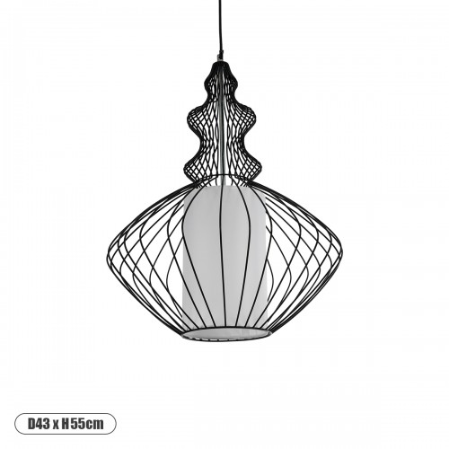 GLOBOSTAR® LILY 01558 Vintage Κρεμαστό Φωτιστικό Οροφής με Ντουί 1 x E27 AC 220-240V IP20 - Μαύρο & Λευκό - Μ43 x Π43 x Υ55cm GLOBOSTAR® LILY 01558 Vintage Κρεμαστό Φωτιστικό Οροφής με Ντουί 1 x E27 AC 220-240V IP20 - Μαύρο & Λευκό - Μ43 x Π43 x Υ55cm