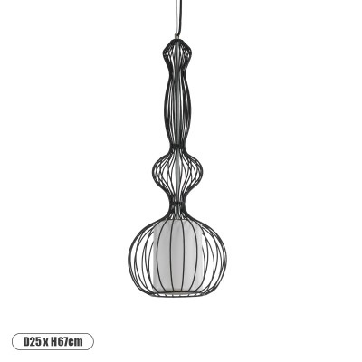 GLOBOSTAR® LILY 01560 Vintage Κρεμαστό Φωτιστικό Οροφής με Ντουί 1 x E27 AC 220-240V IP20 - Μαύρο & Λευκό - Μ25 x Π25 x Υ67cm