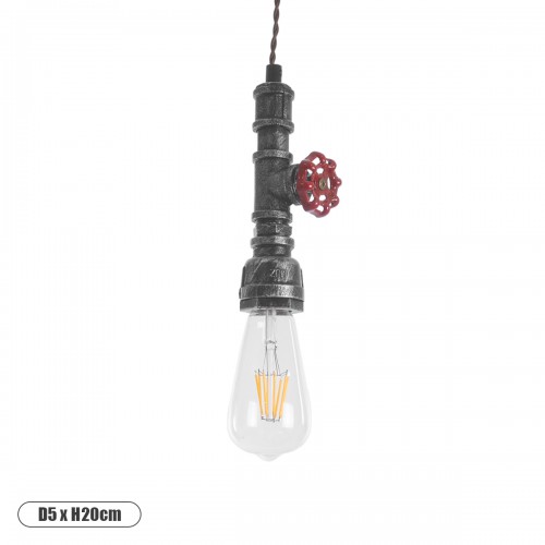 GloboStar® RUBINETTO 01583 Vintage Industrial Κρεμαστό Φωτιστικό Οροφής Μονόφωτο 1 x E27 Ασημί Μεταλλικό Μ5 x Π7.5 x Y20cm Διακόσμηση - Φωτισμός - Χαλιά
