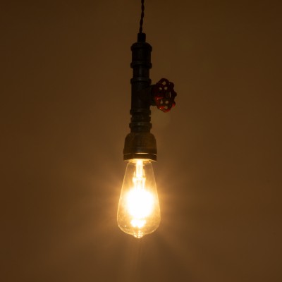 GloboStar® RUBINETTO 01583 Vintage Industrial Κρεμαστό Φωτιστικό Οροφής Μονόφωτο 1 x E27 Ασημί Μεταλλικό Μ5 x Π7.5 x Y20cm Διακόσμηση - Φωτισμός - Χαλιά
