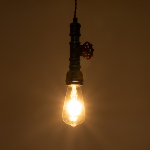 GloboStar® RUBINETTO 01583 Vintage Industrial Κρεμαστό Φωτιστικό Οροφής Μονόφωτο 1 x E27 Ασημί Μεταλλικό Μ5 x Π7.5 x Y20cm Διακόσμηση - Φωτισμός - Χαλιά