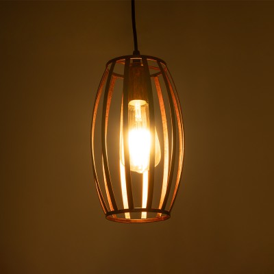 GloboStar® ZEBRA 01639 Vintage Industrial Κρεμαστό Φωτιστικό Οροφής Μονόφωτο Καφέ Σκουριά Μεταλλικό Πλέγμα Φ15 x Υ25cm Διακόσμηση - Φωτισμός - Χαλιά
