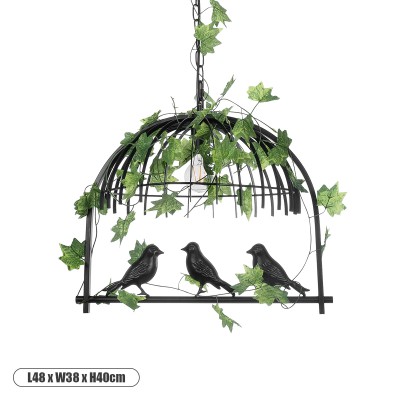 GLOBOSTAR® NEST 01640 Vintage Κρεμαστό Φωτιστικό Οροφής με Ντουί 1 x E27 AC 220-240V IP20 - Μαύρο & Πράσινο - Μ48 x Π38 x Υ40cm