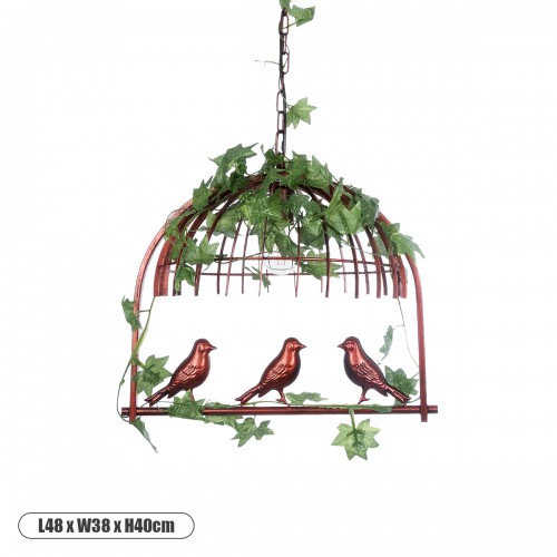 GloboStar® LIBELLULA 01642 Vintage Industrial Κρεμαστό Φωτιστικό Οροφής Μονόφωτο 1 x E27 Καφέ Σκουριά Μεταλλικό Πλέγμα Μ48.5 x Π42 x Y37.5cm Διακόσμηση - Φωτισμός - Χαλιά