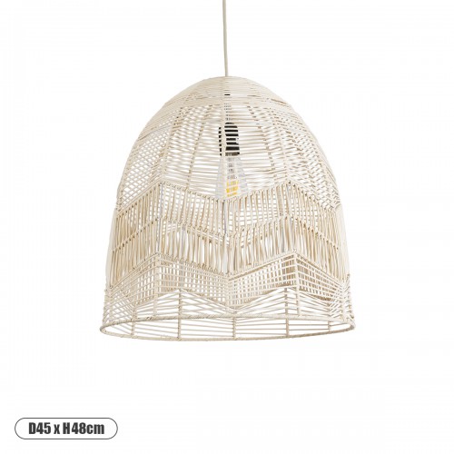 GloboStar® ALOHA 01751 Μοντέρνο Κρεμαστό Φωτιστικό Οροφής Μονόφωτο 1 x E27 Μπεζ Σχοινί Καμπάνα Φ43 x Υ46cm Διακόσμηση - Φωτισμός - Χαλιά