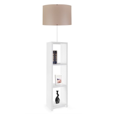 GLOBOSTAR® WOODO 204-0052 Μοντέρνο Επιδαπέδιο Φωτιστικό με Ντουί 1 x E27 AC 220-240V IP20 - Λευκό & Μπεζ - Μ38 x Π38 x Υ150cm