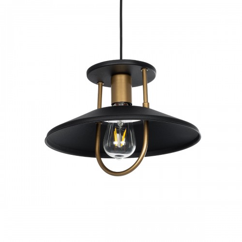 GloboStar® BILLA 203-0042 Vintage Κρεμαστό Φωτιστικό Καμπάνα Μονόφωτο 1 x E27 IP20 Μαύρο με Χρυσό Μέταλλο - M30.5 x Π30.5 x Υ70cm Διακόσμηση - Φως - Χαλιά