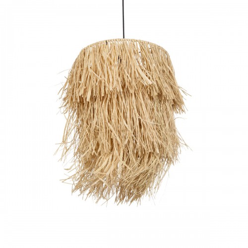 GloboStar® WEG 203-0036 Boho Κρεμαστό Φωτιστικό Καπέλο Μονόφωτο 1 x E27 IP20 Μπέζ Ψάθα - M30 x Π30 x Υ90cm Διακόσμηση - Φως - Χαλιά