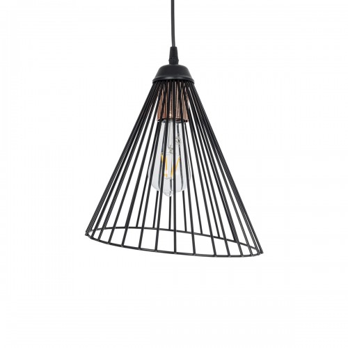 GloboStar® ARCWIRE 203-0015 Μοντέρνο Κρεμαστό Φωτιστικό Πλέγμα Μονόφωτο 1 x E27 IP20 Μαύρο Σύρμα - Μ24 x Π24 x Υ90cm Διακόσμηση - Φως - Χαλιά