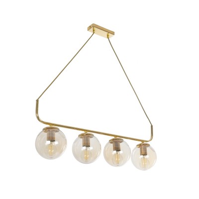GLOBOSTAR® LATTICE 203-0019 Μοντέρνο Κρεμαστό Φωτιστικό Οροφής με Ντουί 4 x E27 AC 220-240V IP20 - Χρυσό - Μ78 x Π15 x Υ81cm