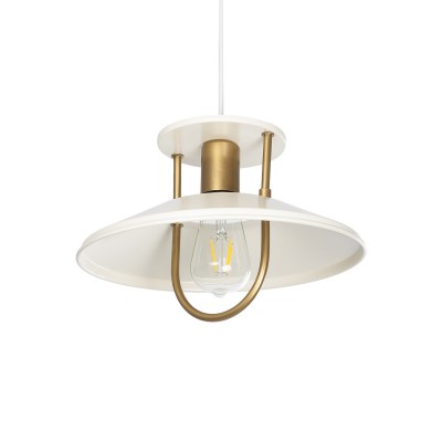 GLOBOSTAR® BILLA 203-0041 Vintage Κρεμαστό Φωτιστικό Οροφής με Ντουί 1 x E27 AC 220-240V IP20 - Λευκό & Χρυσό - M30.5 x Π30.5 x Υ20cm