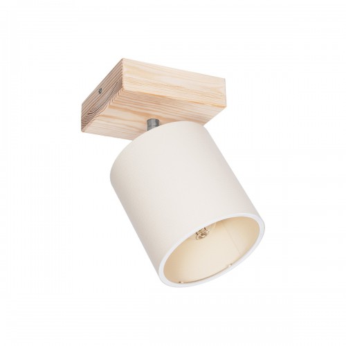 GloboStar® CUP 203-0060 Vintage Φωτιστικό Οροφής Μονόφωτο 1 x E27 IP20 Μπέζ Ξύλο Με Λευκό Καπέλο- Μ20 x Π15 x Υ24cm Διακόσμηση - Φως - Χαλιά