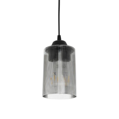 GLOBOSTAR® TORUS 203-0063 Μοντέρνο Κρεμαστό Φωτιστικό Οροφής με Ντουί 1 x E27 AC 220-240V IP20 - Μαύρο & Μαύρο Φιμέ - Μ10.5 x Π10.5 x Υ18.5cm