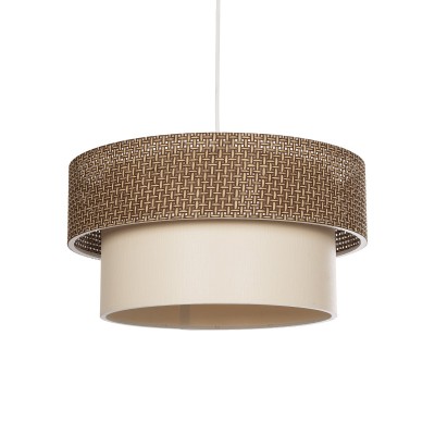 GLOBOSTAR® LIVA 203-0175 Μοντέρνο Κρεμαστό Φωτιστικό Οροφής με Ντουί 1 x E27 AC 220-240V IP20 - Καφέ & Μπεζ - Μ38 x Π38 x Υ30cm