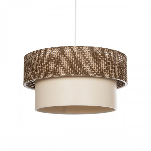 GloboStar® LIVI 203-0175 Μοντέρνο Κρεμαστό Φωτιστικό Καπέλο Μονόφωτο 1 x E27 IP20 Σκούρο Καφέ & Λευκό Ύφασμα - Μ38 x Π38 x Υ95cm Διακόσμηση - Φως - Χαλιά