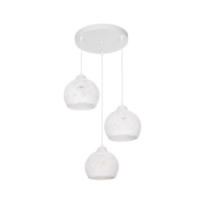 GLOBOSTAR® YASAM 203-0023 Vintage Κρεμαστό Φωτιστικό Οροφής με Ντουί 3 x E27 AC 220-240V IP20 - Λευκό - Μ42 x Π42 x Υ54cm