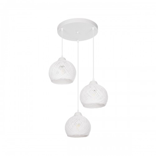 GloboStar® YASAM 203-0023 Vintage Κρεμαστό Φωτιστικό Σχοινί Τρίφωτο 3 x E27 IP20 Λευκό Σχοινί - Μ35 x Π35 x Υ80cm Διακόσμηση - Φως - Χαλιά