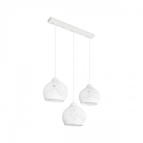 GloboStar® YASAM 203-0027 Vintage Κρεμαστό Φωτιστικό Σχοινί Τρίφωτο 3 x E27 IP20 Λευκό Σχοινί - Μ55 x Π25 x Υ80cm Διακόσμηση - Φως - Χαλιά