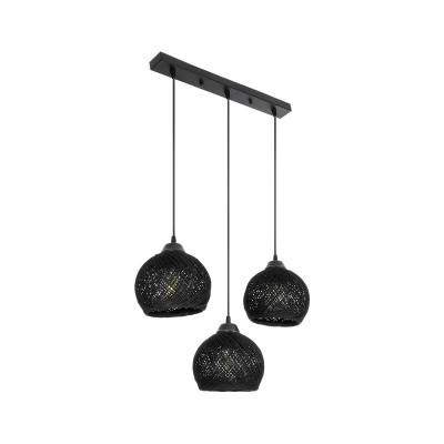 GLOBOSTAR® YASAM 203-0026 Vintage Κρεμαστό Φωτιστικό Οροφής με Ντουί 3 x E27 AC 220-240V IP20 - Μαύρο - Μ45 x Π18 x Υ30cm