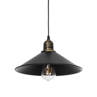 GLOBOSTAR® FERRO 203-0082 Μοντέρνο Κρεμαστό Φωτιστικό Οροφής με Ντουί 1 x E27 AC 220-240V IP20 - Μαύρο & Μπρούτζινο - Μ30 x Π30 x Υ15cm