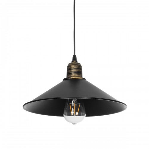 GloboStar® FERRO 203-0082 Μοντέρνο Κρεμαστό Φωτιστικό Καμπάνα Μονόφωτο 1 x E27 IP20 Μαύρο με Χρυσό Πλαστικό - Μ30 x Π30 x Υ90cm Διακόσμηση - Φως - Χαλιά