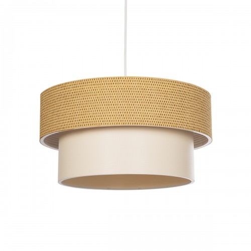 GloboStar® LIVI 203-0174 Μοντέρνο Κρεμαστό Φωτιστικό Καπέλο Μονόφωτο 1 x E27 IP20 Καφέ & Λευκό Ύφασμα - Μ38 x Π38 x Υ95cm Διακόσμηση - Φως - Χαλιά